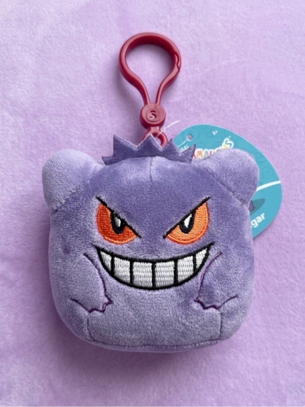 Plush Purple Gengar Clip-On Toy with Orange Eyes Pokemon